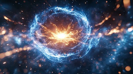 Obraz premium Abstract Energy Explosion: Glowing Cosmic Art
