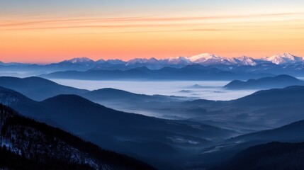 Obraz premium Mountain Landscape with Misty Valley