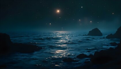 Moonlight sea background