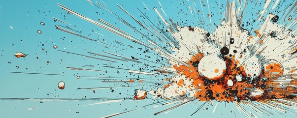 Dynamic comic book style explosion with blue background