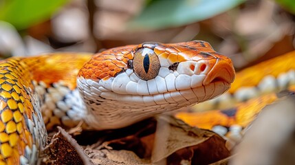 Close Up of a Snake's Head with Scales and Eye