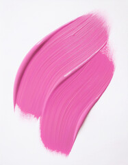 Abstract acrylic pink brush stroke, oil paint smear line on white background.