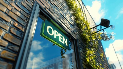 Obraz premium The Open Sign on Storefront