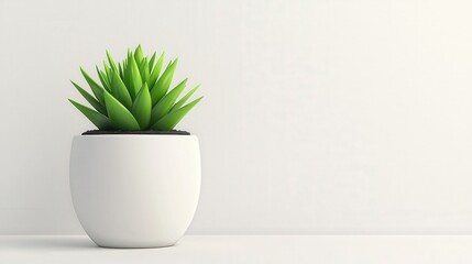 Modern Minimalist White Pot with Green Plant