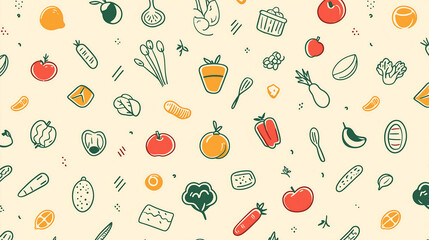 colorful icon pattern representing healthy food