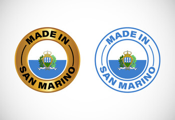 Made in San Marino label icon with flag. Icon set for business, badge, seal, sticker, logo, and symbol