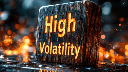 Dynamic wooden block signifying high volatility studio setting high fidelity photography close-up perspective conceptual representation