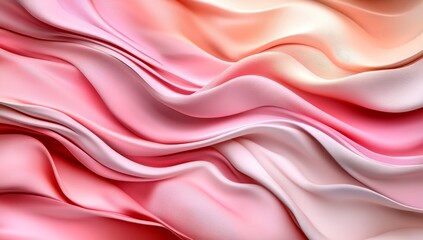 Obraz premium A delicate peach and pink fabric cascades in graceful waves, evoking a sense of elegance and femininity