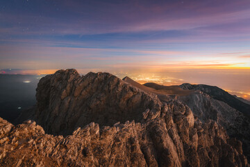 Alpenglow on the summit of mt Olympus in Greece	
