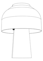 Desk lamp or table lamp isolate. Doodle Black line on white background vector illustration
