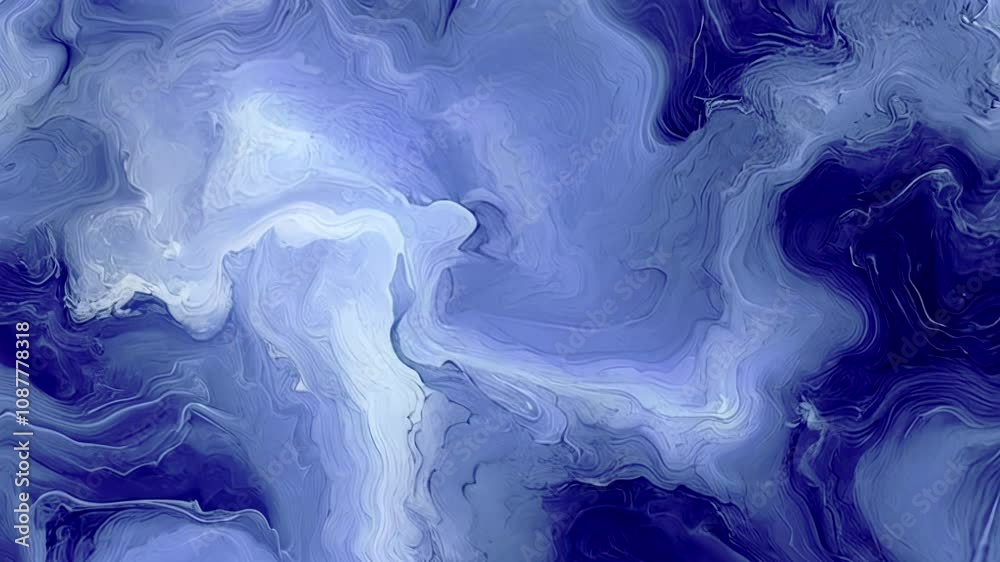Fototapete Animation with fluid, undulating shapes in a cool blue palette. Smooth transitions add depth and airiness to the image