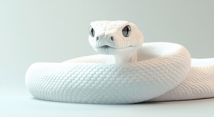 Fototapeta premium White snake on light surface