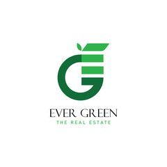 Letter EG Logo for Evergreen Estate – Real Estate, Eco-Friendly, and Elegant Branding