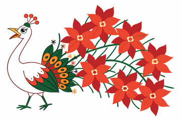 Funny Christmas Star Finch Clipart in White Whimsical Holiday Illustration