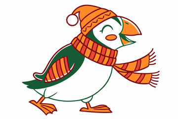Funny Christmas Star Finch Clipart in White Whimsical Holiday Illustration