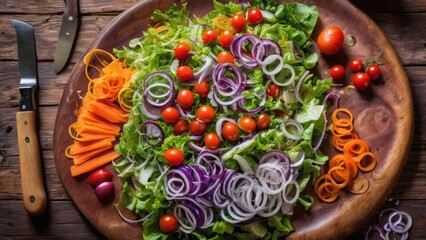Naklejka premium Preparing vegetable salad
