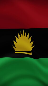 Biafra Waving Flag in Vertical Orientation. Realistic Flag Animation. Seamless Loop Background.