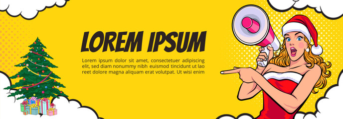 (Multiplmerry christmas santa snowman reindeer elf Christmas woman in red dress in pop art comic stylee values)