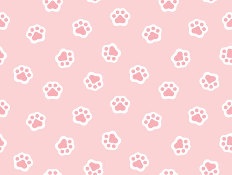 Fototapeta Cat paw seamless vector pattern illustration