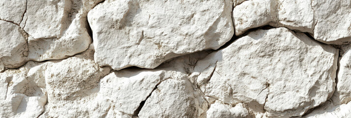 Fototapeta premium Close-up View of Rough Texture on a Natural White Rock Wall in Bright Daylight