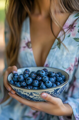 Woman with a bowl of berries