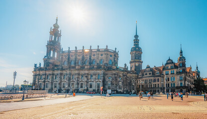 Dresden Hofkirche, Hausmannsturm Dresden Castle (Residenzschloss). Dresden, Saxony, Germany.