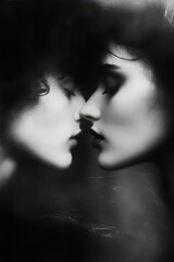 A Romantic Close-Up of Two People Kissing in a Soft, Intimate Moment During Twilight