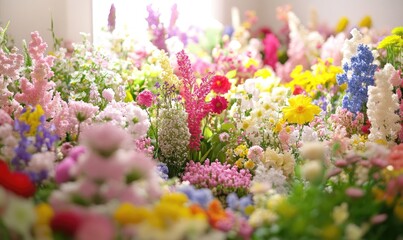 Obraz premium Colorful Blooms in a Field of Flowers: A Summertime Delight