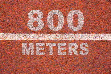 track and field - close up of track with start markings for 800m relay concept