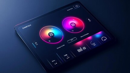 Lighting control interface, color wheel for smart lights, brightness slider, modern and sleek design