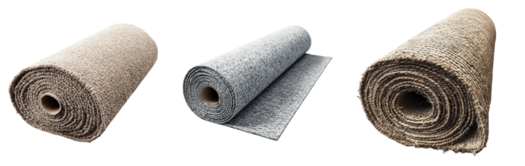 Roll of carpet isolated on transparent background, Set of