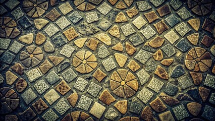 Vintage Tumbled Pattern Background on Gray Cement Floor for Texture and Aesthetic Use in Design Projects and Creative Applications