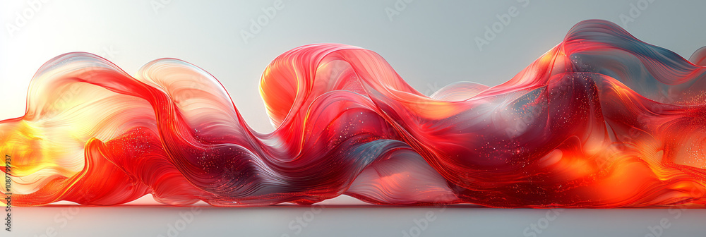 Fototapete dynamic red transparent panels twisting and intersecting, creating a futuristic abstract design,