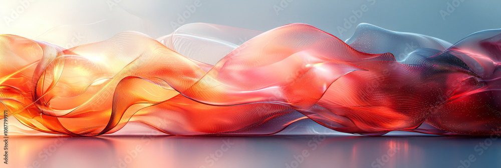 Fototapete dynamic red transparent panels twisting and intersecting, creating a futuristic abstract design,