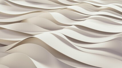 Obraz premium Paper Wave Art: Abstract artistic presentation, wavy paper sculpture, the subtle interplay of light and shadow enhances the dynamic form, the flowing lines create a sense of movement and tranquility.