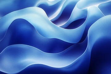 Obraz premium Abstract blue layers with curved edges, stacked harmoniously in a fluid, organic arrangement,
