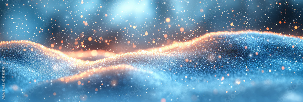 Aufkleber falling snow with subtle shimmering highlights, creating a serene and minimalist winter scene,
