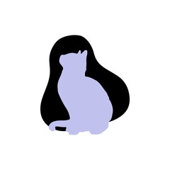 Minimal Cat Silhouette on Black Curve - Modern Pet Logo Design
