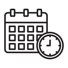 Calendar and Clock for Time Management line icon.