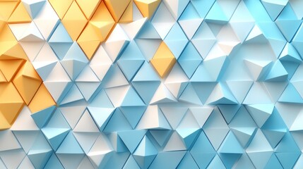 Abstract geometric background with blue and yellow triangles.
