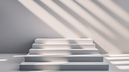 Ascending Steps: Minimalist and modern image of ascending steps, bathed in natural light and shadows, offering a sense of progress, achievement, and upward trajectory.