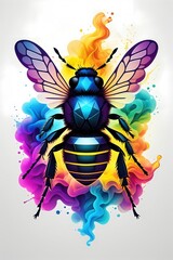 Vibrant Geometric Bumblebee Illustration with Neon Colors