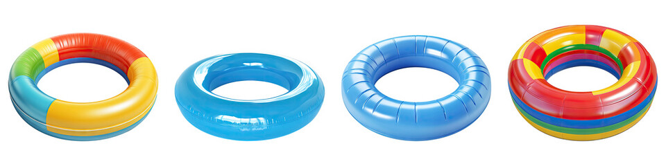 Fototapeta premium Rubber children pool isolated on transparent background, Set of