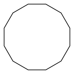 Dodecagon shape symbol, black and white vector silhouette illustration