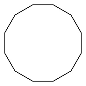 Dodecagon shape symbol, black and white vector silhouette illustration
