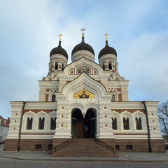 Streets, roofs, sights of Estonian Tallinn: autumn, sunny evening.