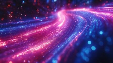 Abstract swirling light trails, pink and blue.