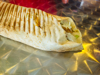 Detail of tasty rollo kebab.