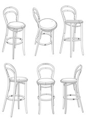 Bar stool perfect linear icon. Line art customizable illustration. Night club, drinking establishment, pub furniture. Vector isolated outline drawing
