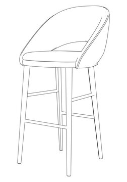 recommend clip art: Bar Chair, Bar stool editable vector illustration on white background. chair Line art, clip art, Fancy Chair, Hand-drawn design elements 